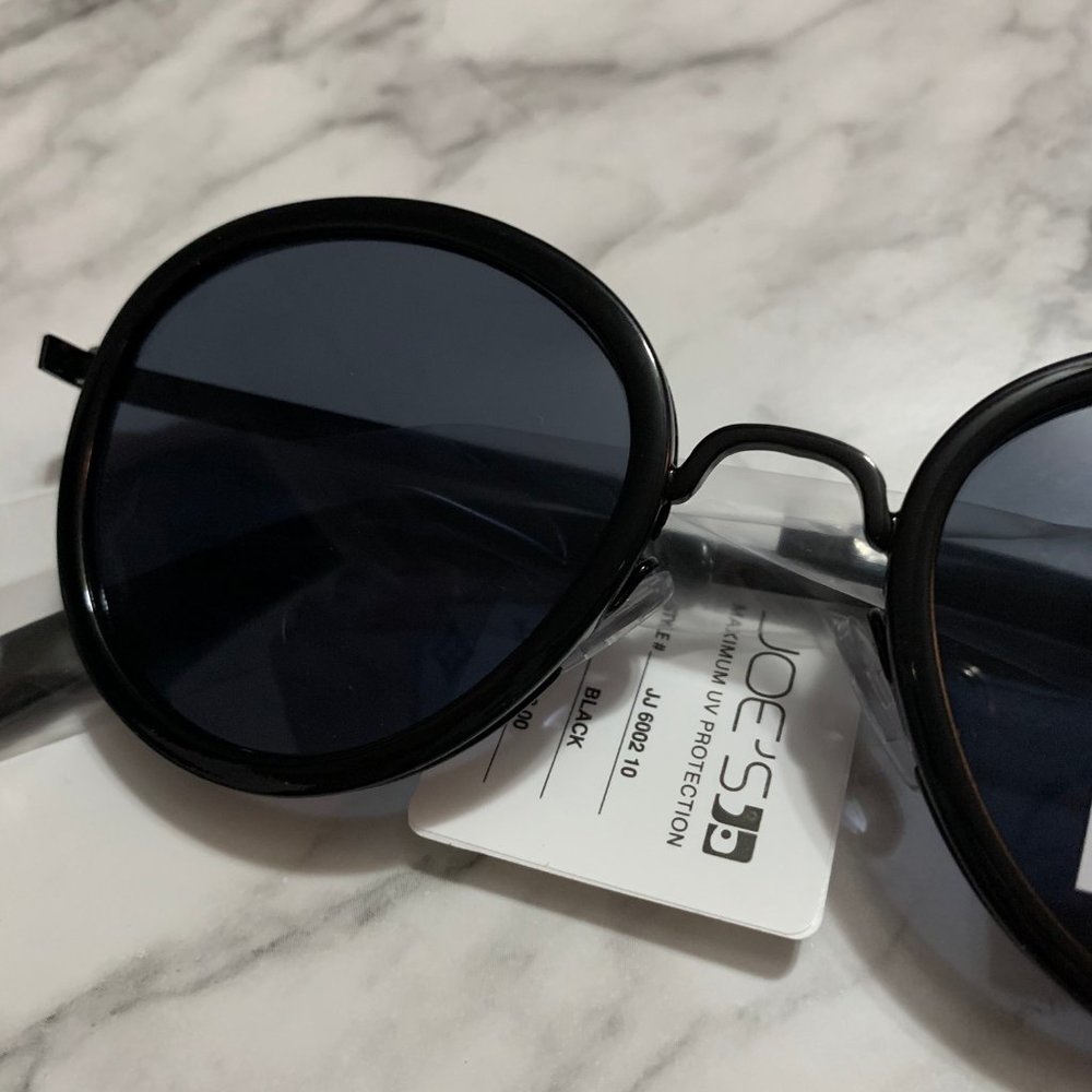 Joe's Jeans Black Round Metal Sunglasses NWT - Picture 3 of 6